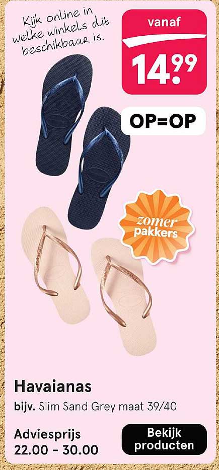 Havaianas bijv. Slim Sand Grey maat 39/40