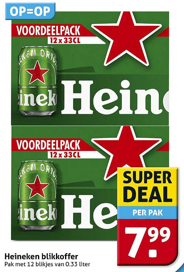 Heineken blikkoffer - Pak met 12 blikjes van 0.33 liter
