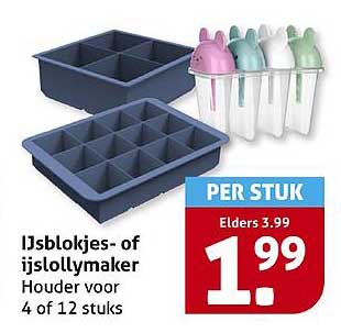 IJsblokjes- of ijslollymaker Houder voor 4 of 12 stuks