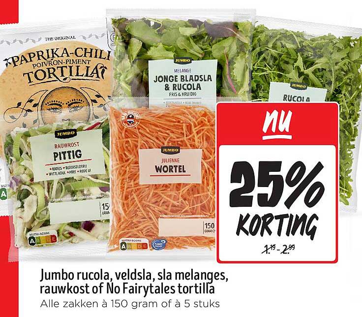 Jumbo rucola, veldsla, sla melanges, rauwkost van No Fairytales tortilla