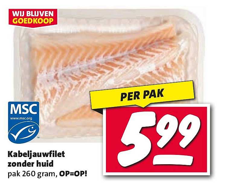 Kabeljauwfilet zonder huid