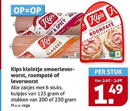 Kips kleintje smeerleverworst, roompaté of leverworst