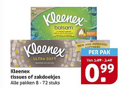 Kleenex tissues of zakdoekjes