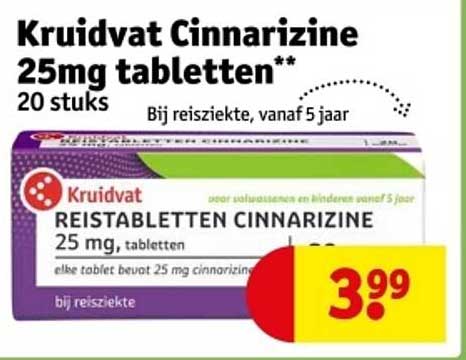 Kruidvat Cinnarizine 25mg tabletten 20 stuks