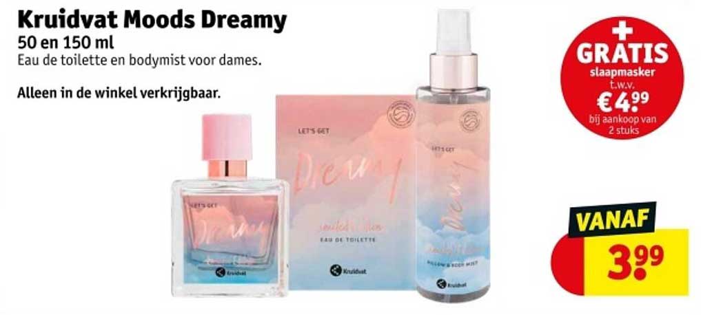 Kruidvat Moods Dreamy 50 en 150 ml - Eau de toilette en bodymist voor dames