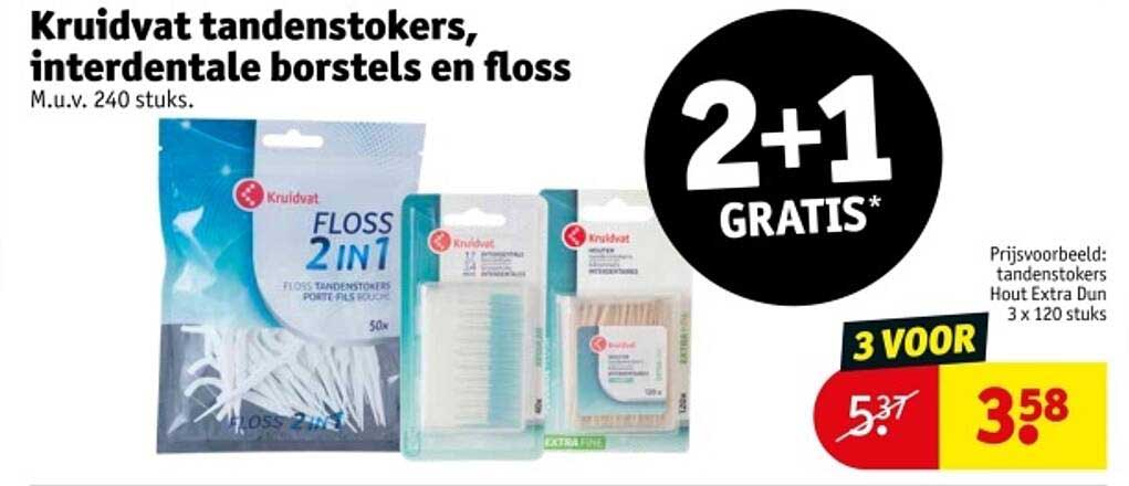 Kruidvat tandenstokers, interdentale borstel en floss