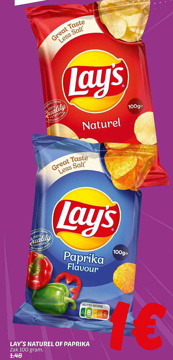 LAY'S NATUREL OF PAPRIKA Zak 100 gram