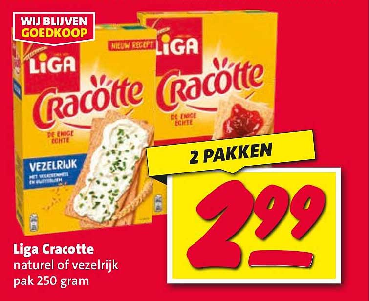Liga Cracotte naturel of vezelrijk pak 250 gram