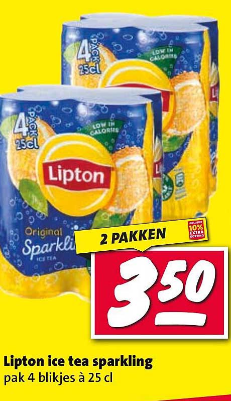 Lipton ice tea sparkling pak 4 blikjes à 25 cl