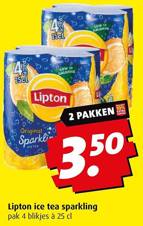 Lipton ice tea sparkling pak 4 blikjes à 25 cl