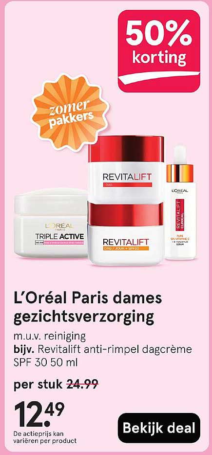 L’Oréal Paris dames gezichtsverzorging m.u.v. reiniging bijv. Revitalift anti-rimpel dagcrème SPF 30 50 ml