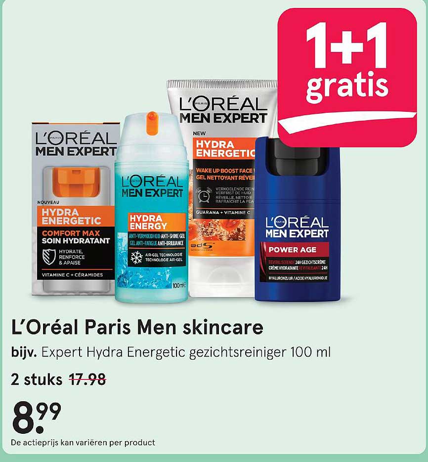 L’Oréal Paris Men skincare bijv. Expert Hydra Energetic gezichtsreiniger 100 ml