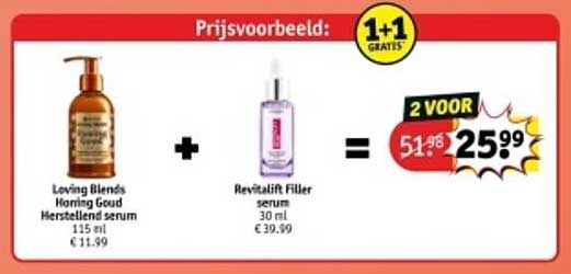 Loving Blends Honing Goud Herstellend serum + Revitalift Filler serum