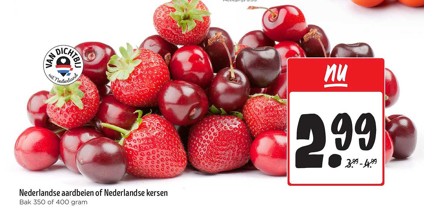 Nederlandse aardbeien of Nederlandse kersen Bak 350 of 400 gram