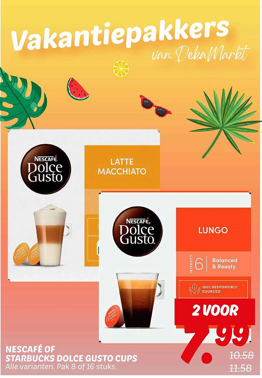 NESCAFÉ OF STARBUCKS DOLCE GUSTO CUPS 2 VOOR 7.99