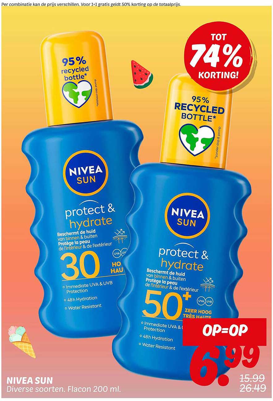 NIVEA SUN Diverse soorten. Flacon 200 ml.