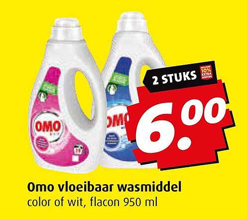 Omo vloeibaar wasmiddel color of wit, flacon 950 ml
