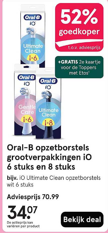 Oral-B opzetborstels grootverpakkingen iO 6 stuks en 8 stuks