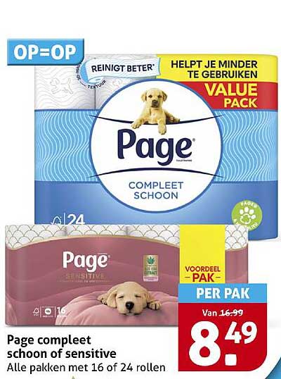 Page compleet schoon of sensitive