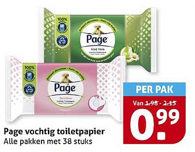 Page vochtig toiletpapier