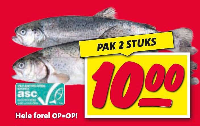 Pak 2 stuks hele forel voor 10,00