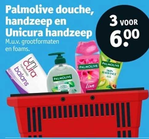 Palmolive douche, handzeep en Unicura handzeep