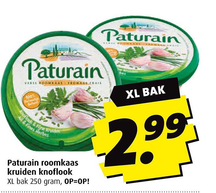 Paturain roomkaas kruiden knoflook XL bak 250 gram