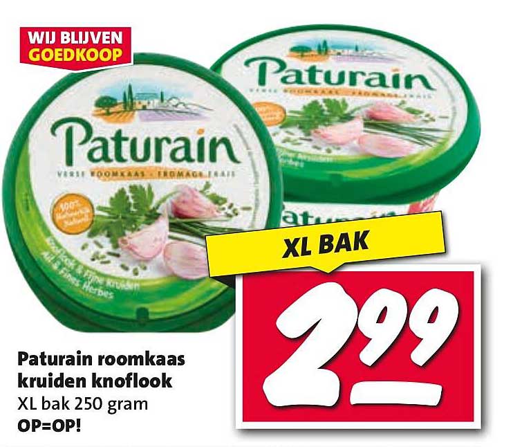 Paturain roomkaas kruiden knoflook XL bak 250 gram