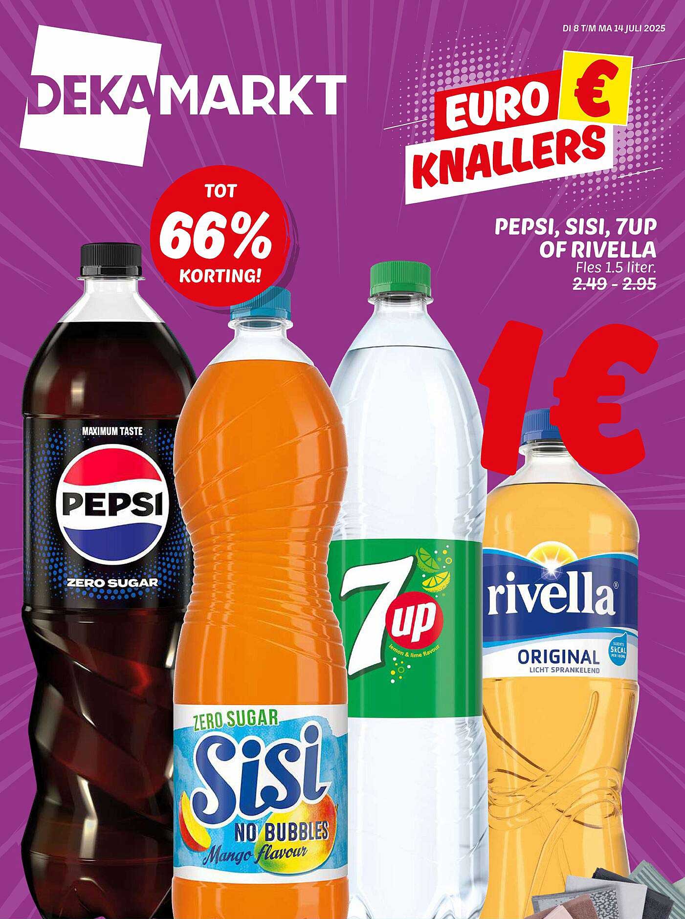 PEPSI, SISI, 7UP OF RIVELLA FLES 1.5 LITER