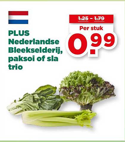 PLUS Nederlandse Bleekselderij, paksoi of sla trio