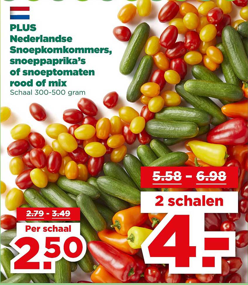 PLUS Nederlandse Snoepkomkommers, snoeppaprika's of snoeptomaten rood of mix