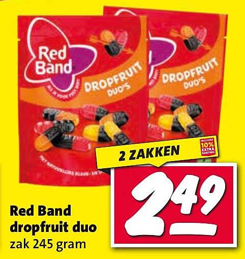 Red Band dropfruit duo zak 245 gram