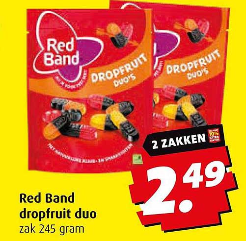 Red Band dropfruit duo zak 245 gram