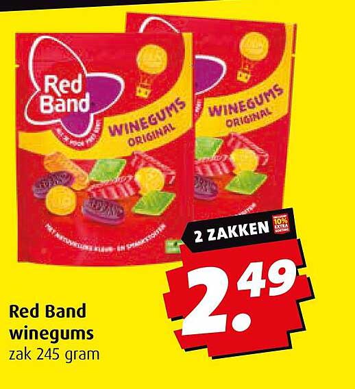 Red Band winegums zak 245 gram