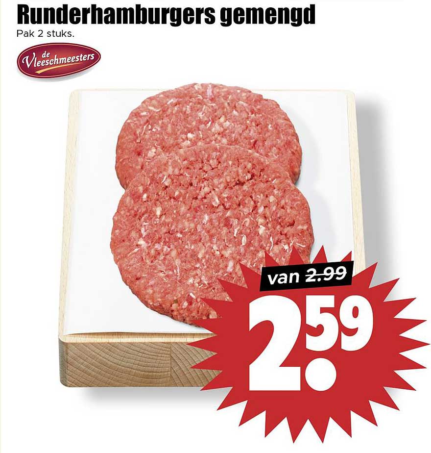 Runderhamburgers gemengd