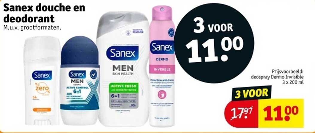 Sanex douche en deodorant M.u.v. grootformaten.