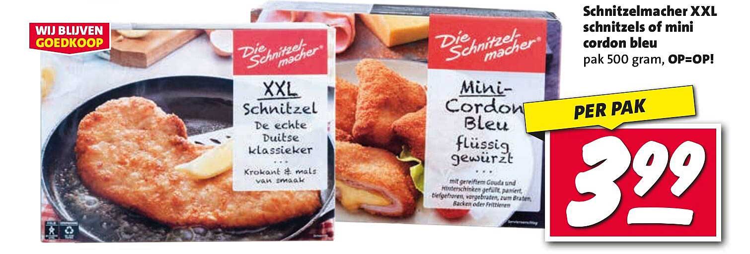 Schnitzelmacher XXL schnitzels of mini cordon bleu pak 500 gram, OP=OP!