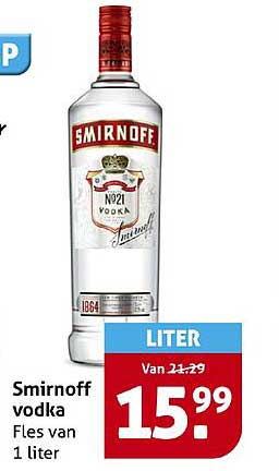 Smirnoff vodka Fles van 1 liter