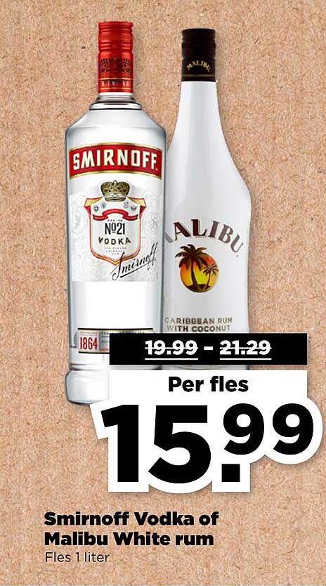 Smirnoff Vodka of Malibu White rum