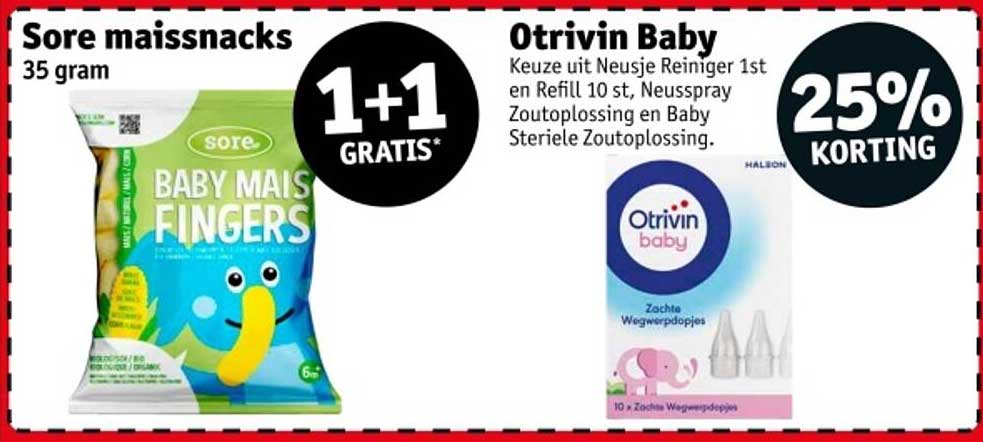 Sore maissnacks 35 gram 1+1 GRATIS