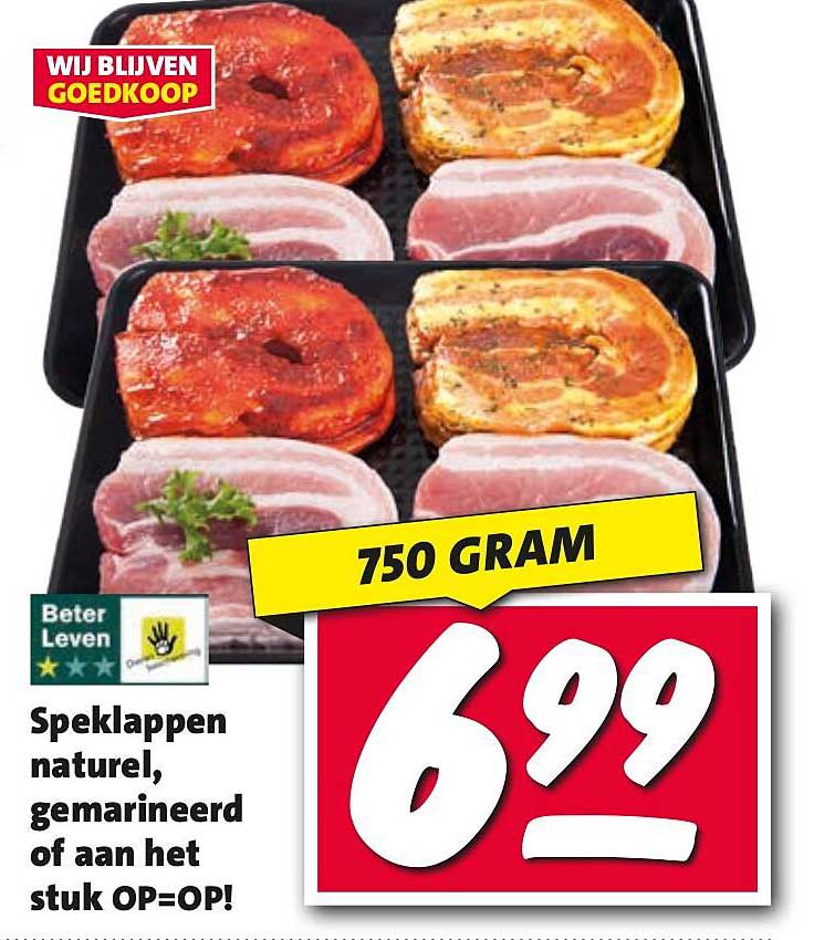 Speklappen naturel, gemarineerd of aan het stuk OP=OP!
