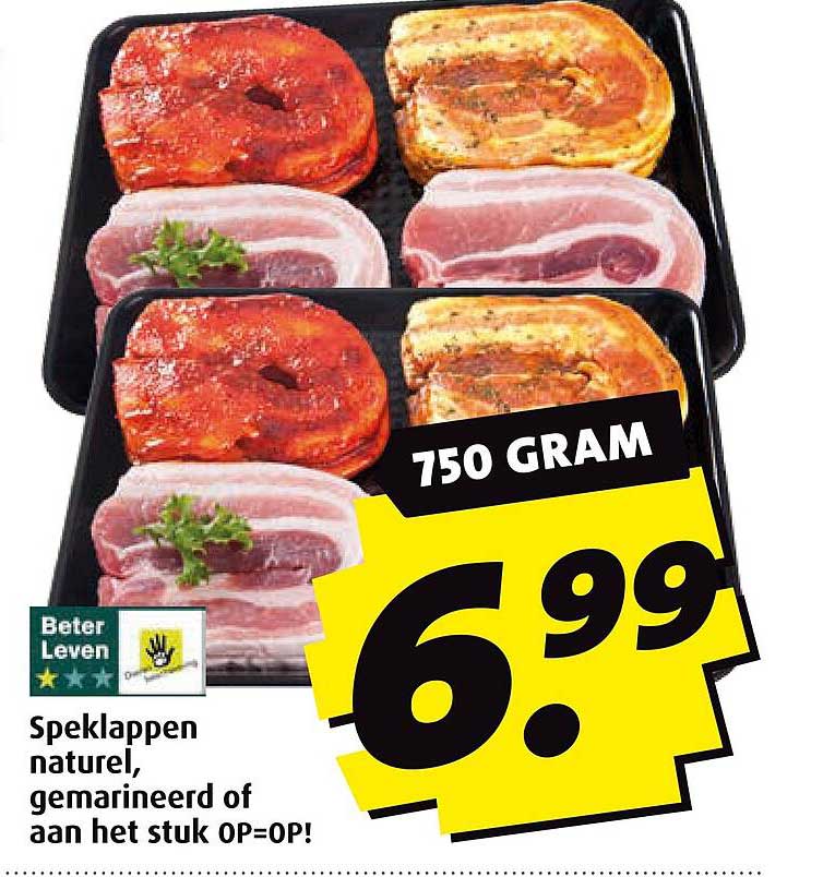 Speklappen naturel, gemarineerd of aan het stuk OP=OP!