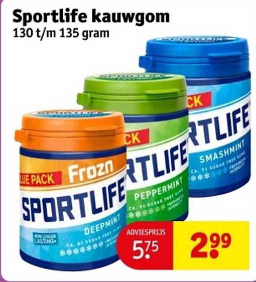 Sportlife kauwgom 130 t/m 135 gram