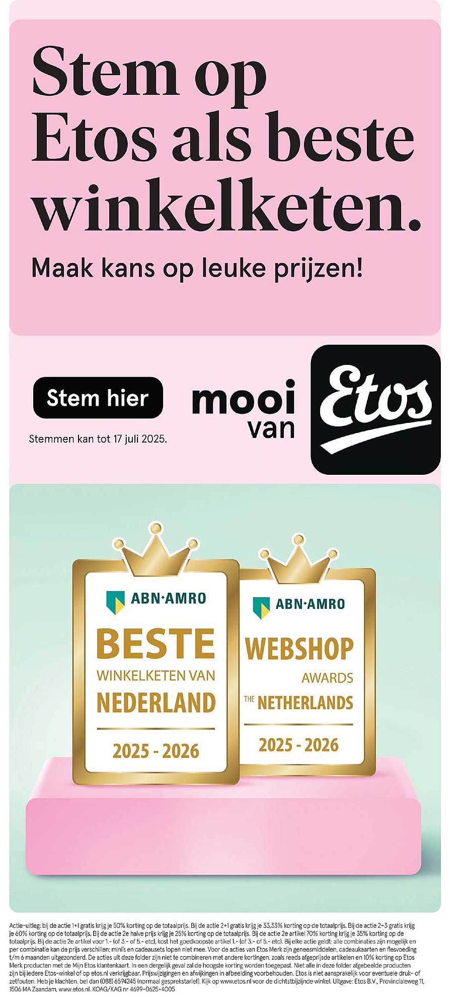 Stem op Etos als beste winkelketen. Maak kans op leuke prijzen!