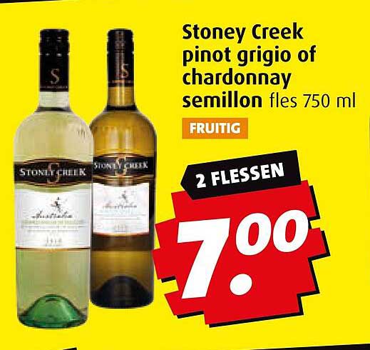 Stoney Creek pinot grigio of chardonnay semillon fles 750 ml