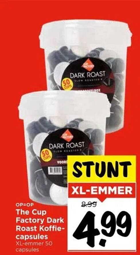 The Cup Factory Dark Roast Koffiecapsules XL-emmer 50 capsules