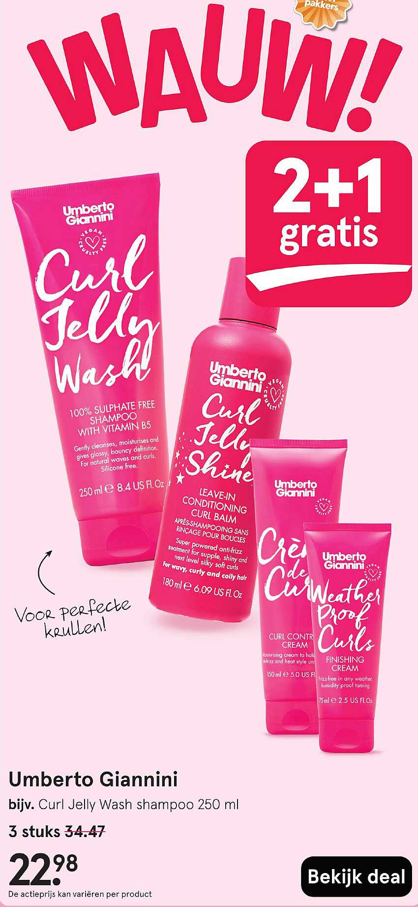 Umberto Giannini bijv. Curl Jelly Wash shampoo 250 ml: 2+1 gratis
