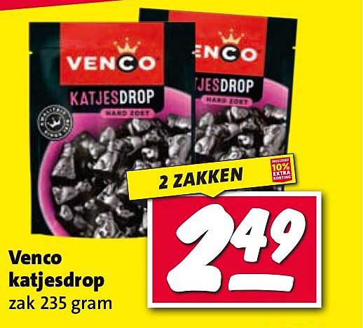 Venco katjesdrop zak 235 gram