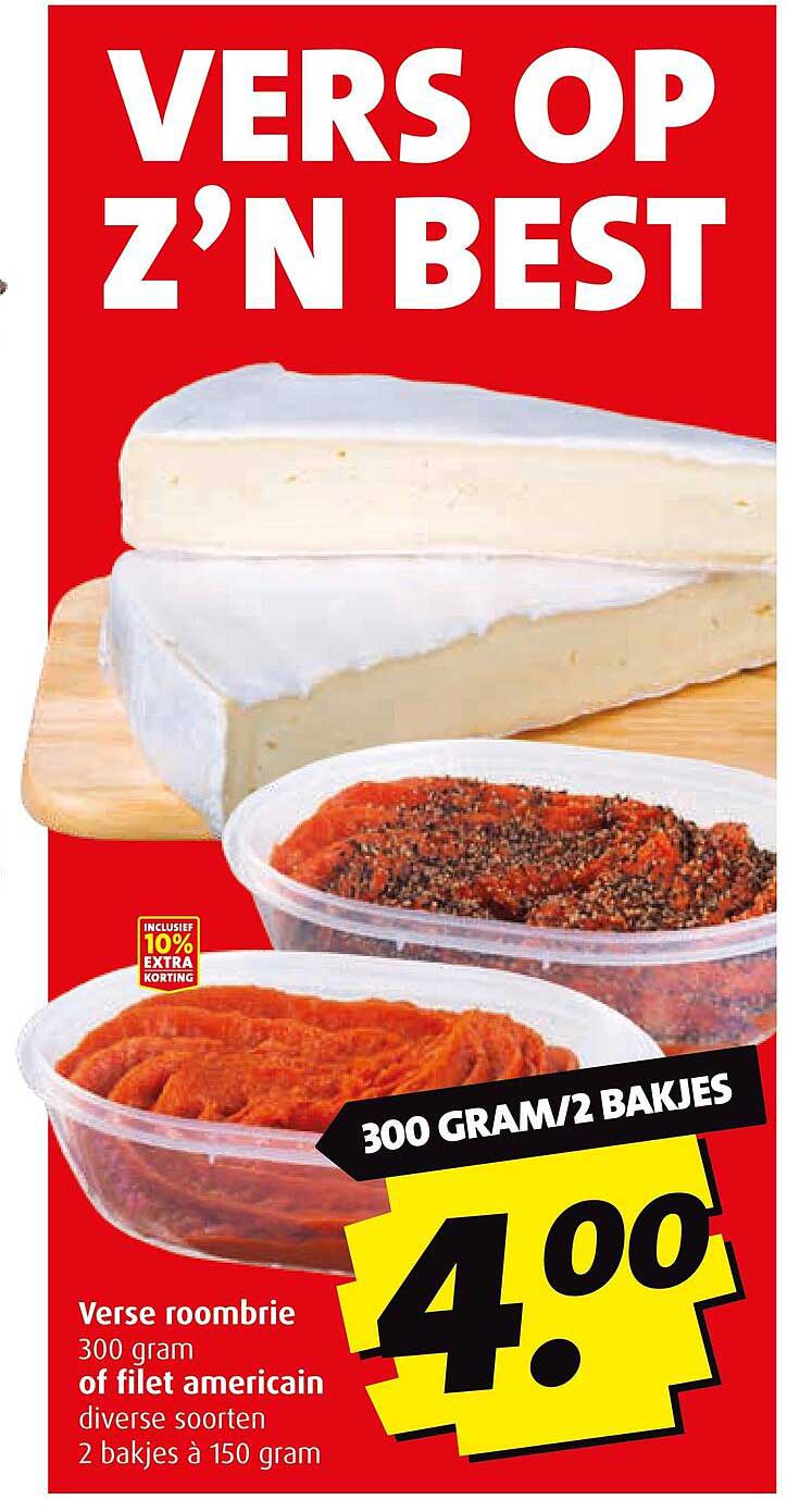 VERS OP Z'N BEST - Verse roombrie 300 gram of file American diverse soorten 2 bakjes à 150 gram