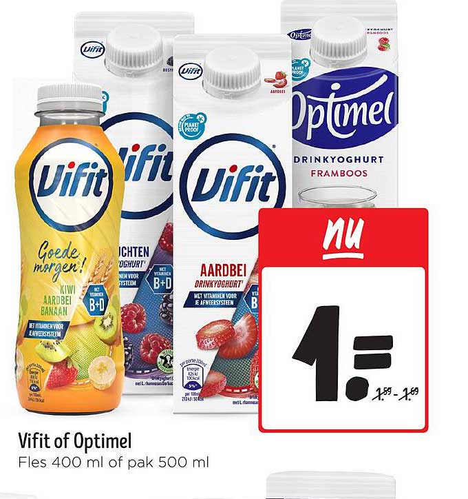 Vifit of Optimel Fles 400 ml of pak 500 ml